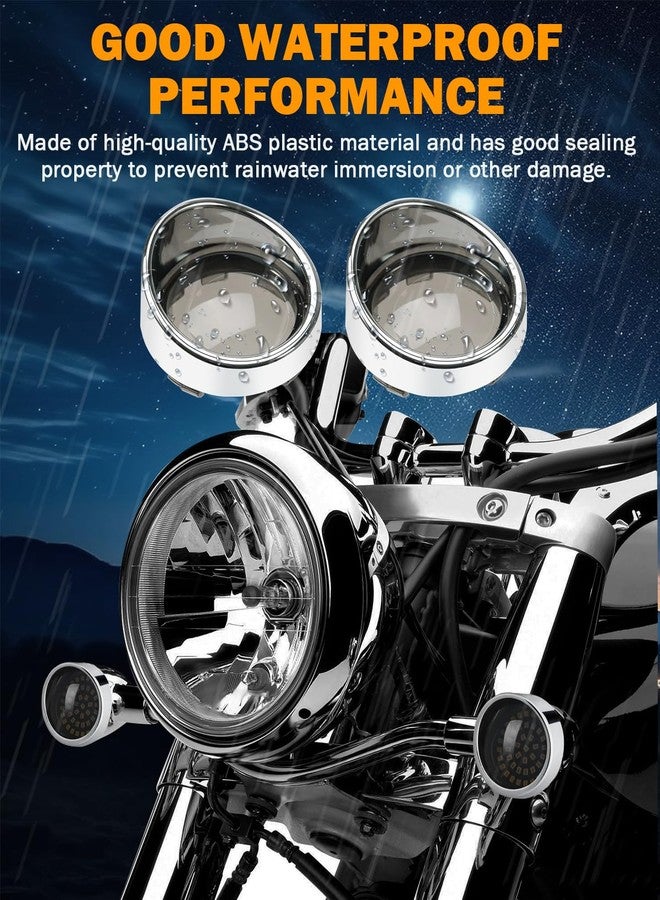 PBYMT Smoke Turn Signal Lens Cover 2" Bullet Visor-Style Chrome Bezels Compatible for Harley Touring Dyna Street Glide Road King Road Glide Softail Sportster Custom Cruiser 2000-2024 (4pcs) - Image 3